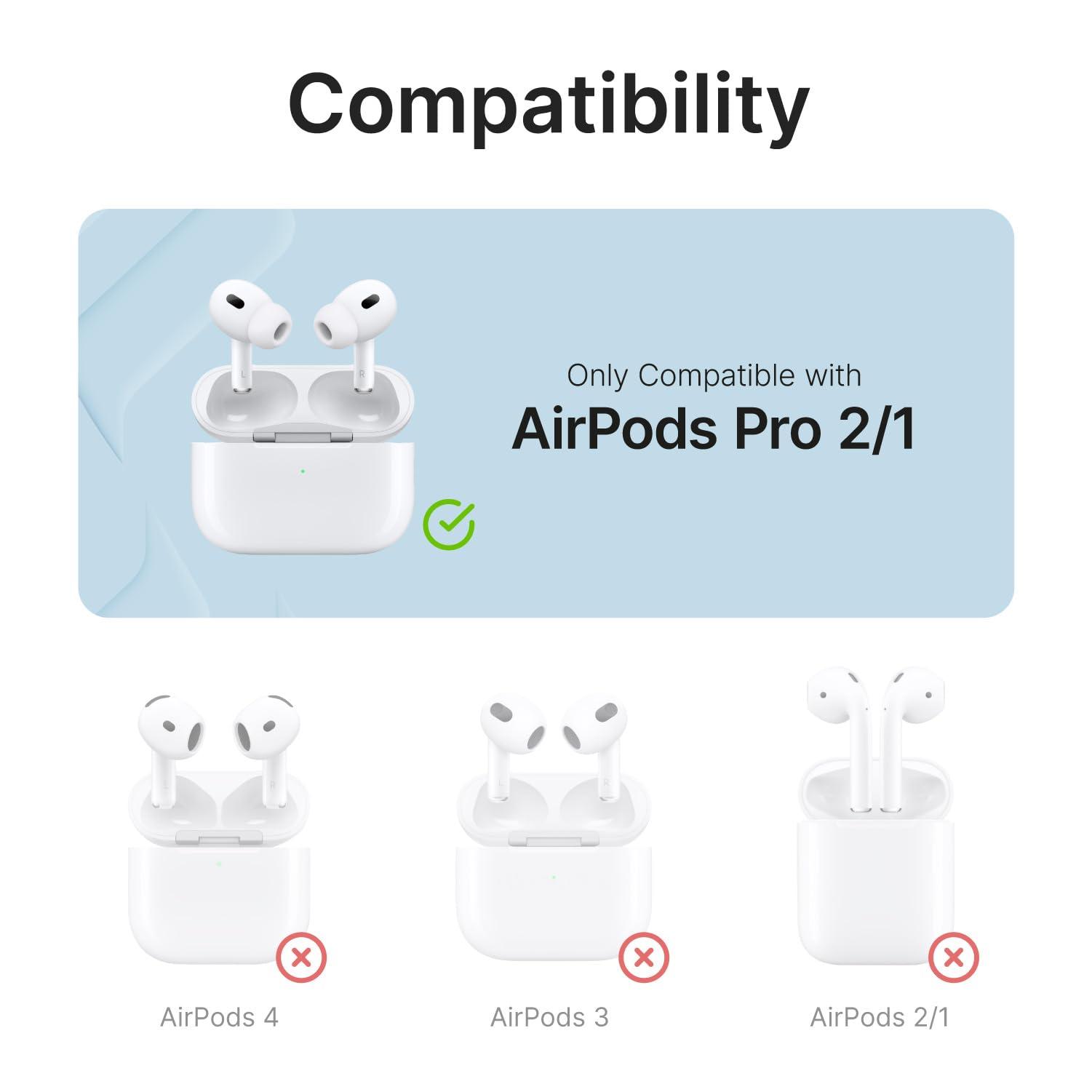 Catalyst Catalyst Waterproof Case for AirPods Pro 2nd Generation and AirPods Pro 1st Generation - Wireless and USB-C Charging Compatible, One Piece Design, High Drop Protection Case with Carabiner
