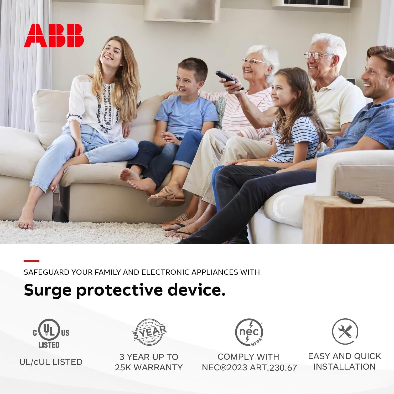ABB THOMESURGEP by ABB SurgePro Surge Protective Device Externally Mounted Wired Residential SPD for Retail and Home Type 1 SPD Safe, Reliable, and Functional