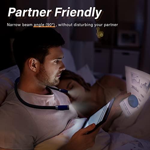 Vekkia Vekkia Rechargeable LED Neck Reading Light, Book Lights for Reading in Bed, 3 Brightness Levels, Flexible Soft Silicone Arms Comfortable Wear, Long Lasting. Perfect for Readers, Craft & Knitting