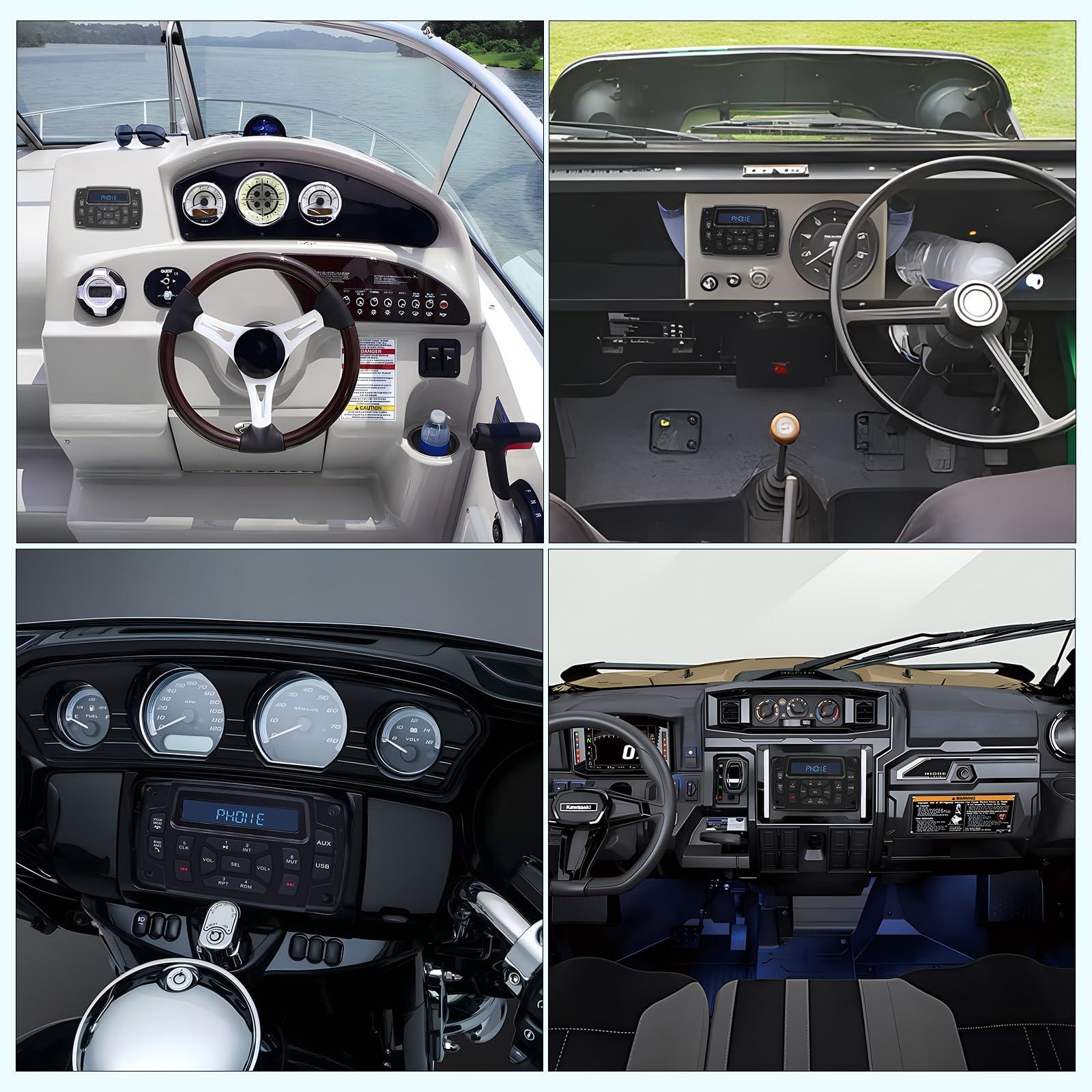 Geloo Geloo Marine Radio Receiver Waterproof Boat Stereo Radio System with AUX-in Subwoofer Pre-Amp EQ, AM/FM Radio Receiver Digital Media MP3 Player USB Input for Motorcycle Boat Golf Cart Truck