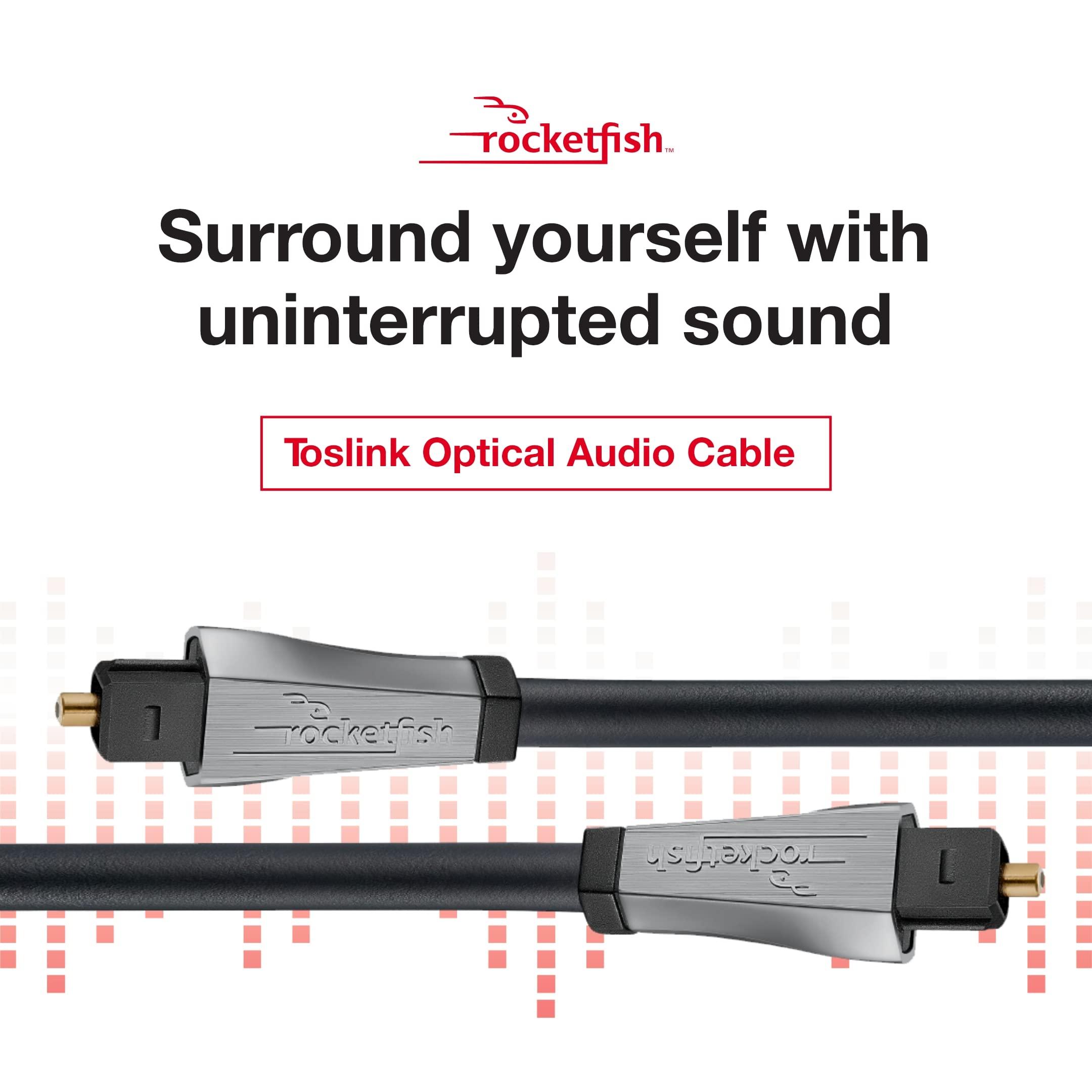 Rocketfish Rocketfish Toslink Optical Audio Cable - Fiber Optic Audio Cable for Home Theater & Sound System - Durable Cable Cord for Quality Audio - Black Optical Cable for TV & Soundbar - 8'