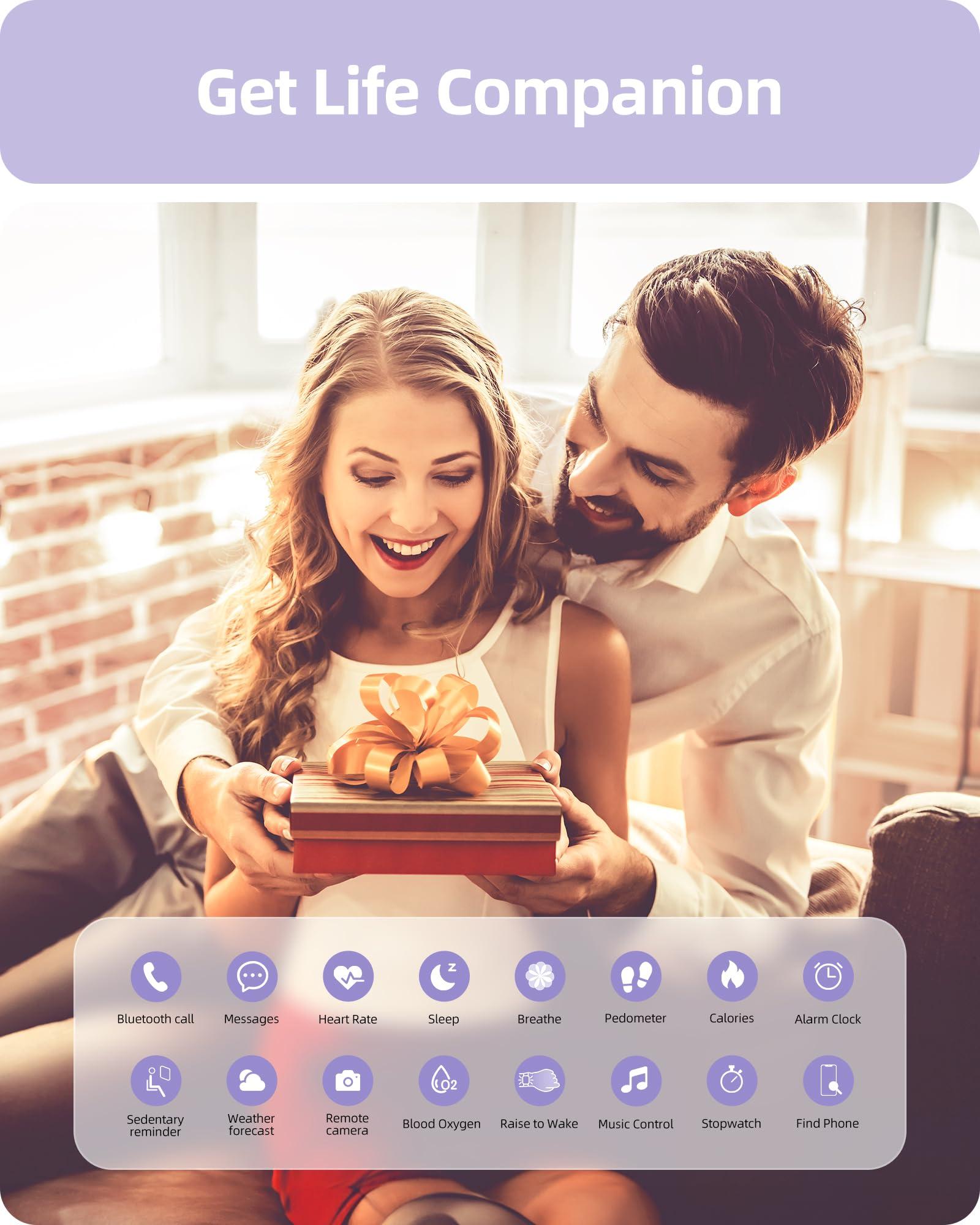 Parsonver Parsonver Smart Watch(Answer/Make Calls), Smartwatch for Women IP68 Waterproof, 100+ Sport Modes Fitness Activity Tracker Heart Rate Sleep Monitor Pedometer, Fitness Watch for Android & iPhone, Purple