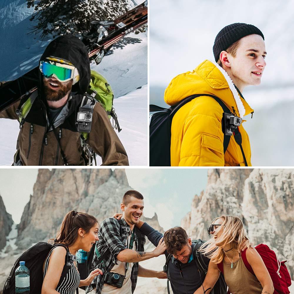 TELESIN TELESIN Backpack Mount Clip Bag Belt Shoulder Strap Holder for GoPro Max Go Pro Hero 12 11 10 9 8 7 6 5 DJI Action 3 4 Insta360 X3 GO3 Ace Pro Bike