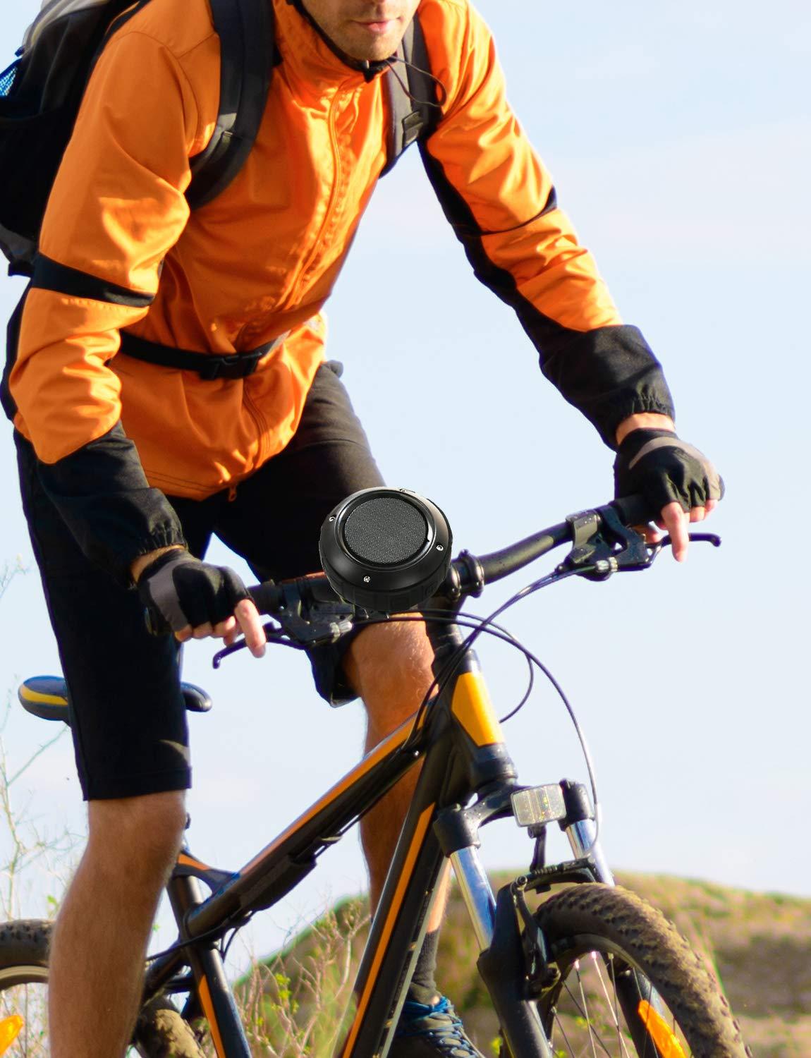 Kunodi Kunodi Outdoor Waterproof Bluetooth Speaker, Wireless Portable Shower Travel Bike Speaker with Subwoofer, Enhanced Bass, Built in Mic for Bicycle Riding, Sports, Pool, Beach, Hiking (Black & Bracket)