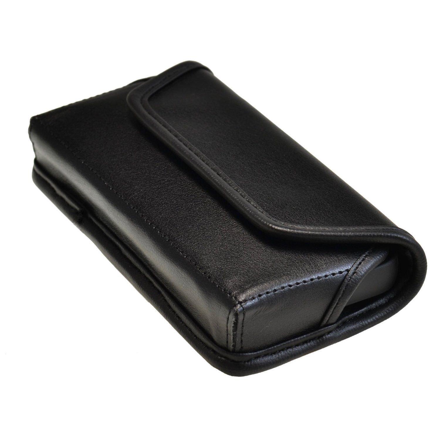 TurtleBack Turtleback Belt Case Made for Apple iPhone SE 5 5c 5s Black Holster Leather Pouch with Heavy Duty Rotating Ratcheting Belt Clip Horizontal