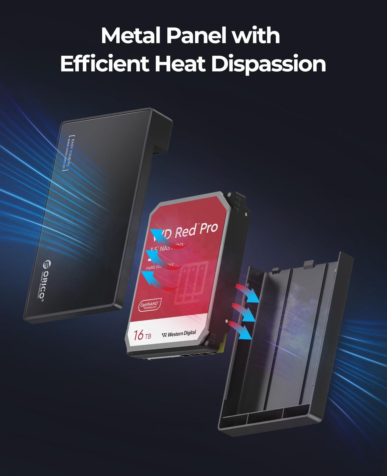 ORICO ORICO USB 3.0 External Hard Drive Enclosure for 3.5/2.5 Inch SATA Hard Drives/SSD Up to 20 TB, 3.5 Inch Hard Drive Case Protective Box