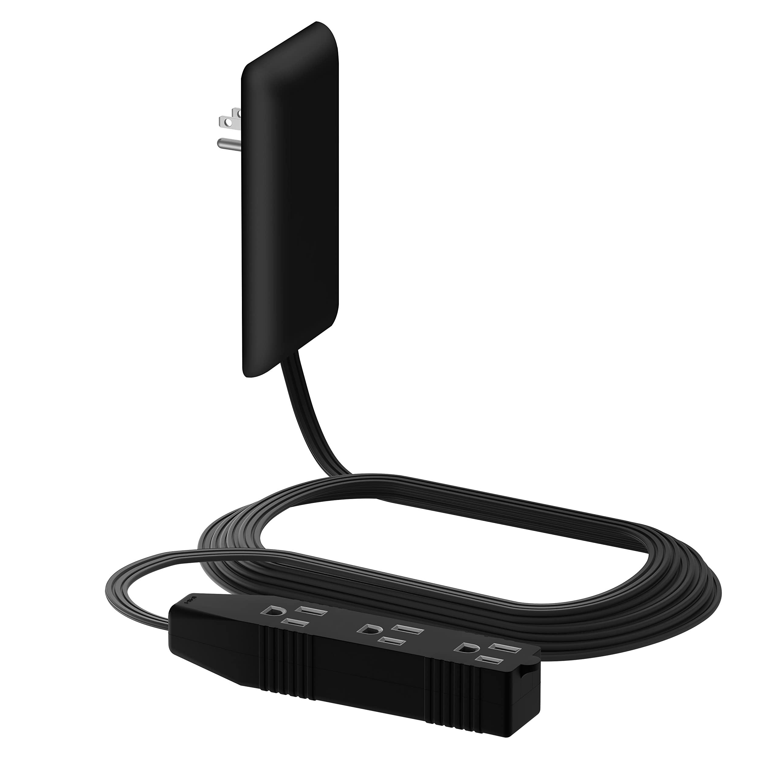 LIDER LIDER Flat-Face Outlet Extender with 3 Receptacles, Ultra-Thin Wall Plate Plug with Cord Extender and 3-Outlet Power Strip, 8ft Cord, LWE8-315-BK, Black