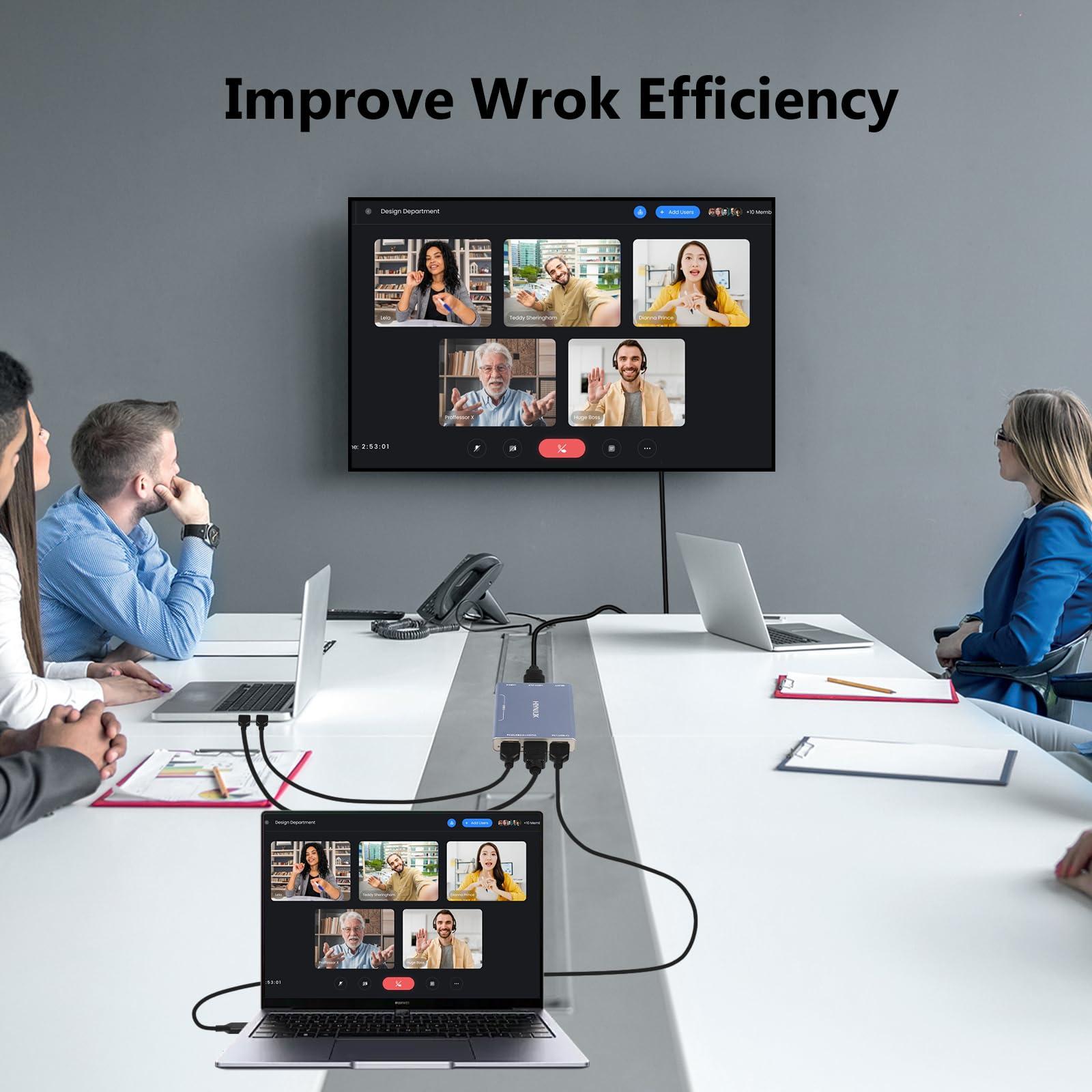 HIYNJLIK USB3.0 HDMI and USB-C KVM Switch for 2 Computers Share 1 Monitor and 4 USB Ports(3 USB A 3.0+1 USB C 3.0),Button for One-Click Switch Between Laptop and Desktop,No External Power Needed