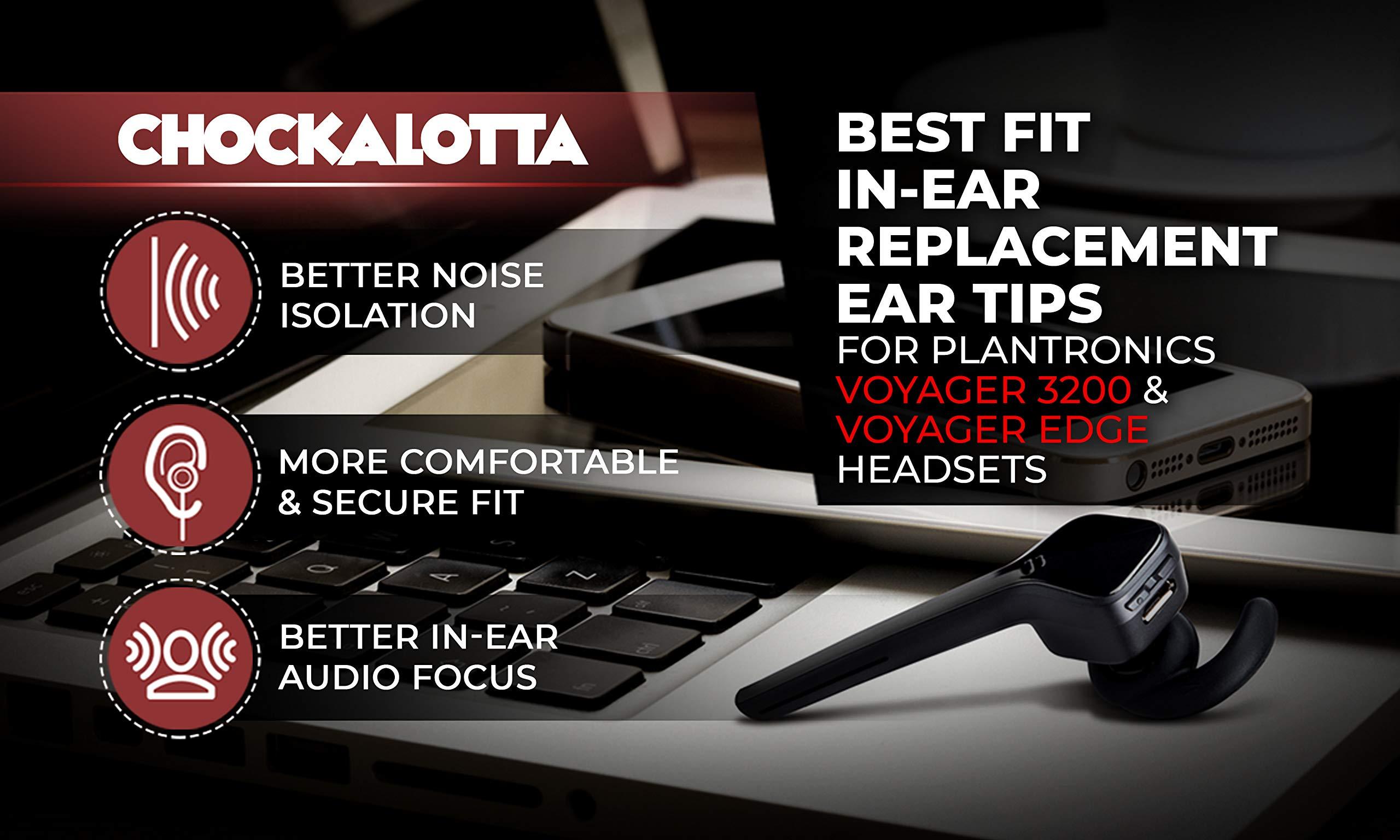 CHOCKALOTTA CHOCKALOTTA in-Ear Replacement Ear Tips Upgrade Compatible with Plantronics Poly Voyager 3200 / Edge (Fits Plantronics Explorer/Marque/Discovery/M Series Headsets) (LEFT Ear, Large - 3pcs)