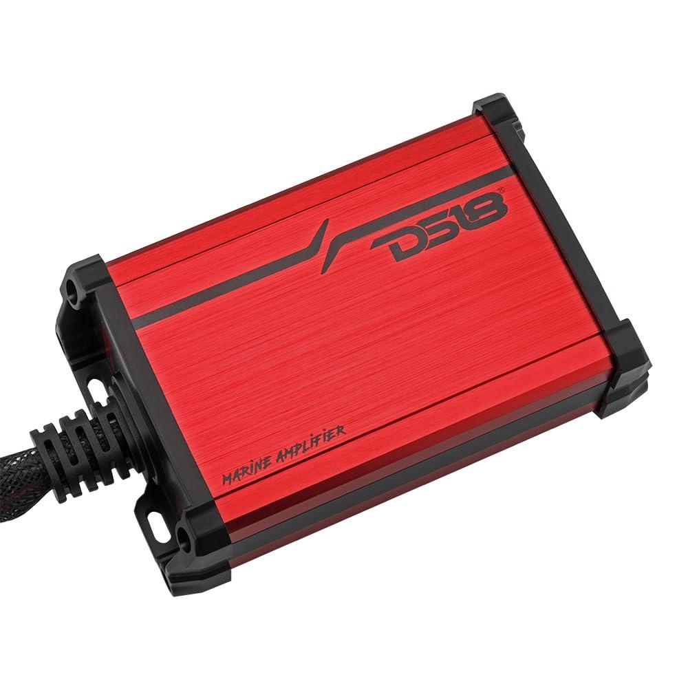 DS18 DS18 MP.4A Marine and Powersports Amplifier 4-Channel Full-Range Class D IP67 4 x 40 Watts Rms @ 4-Ohm - Compact Waterproof Amplifier 480W Max Power - Great for Marine/Motorsports and all applications