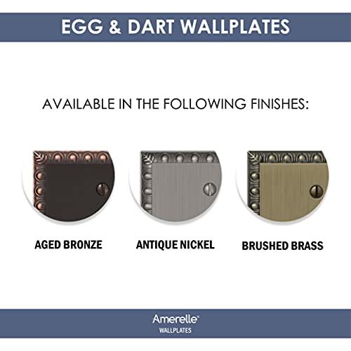 AMERELLE Amerelle Egg & Dart Double Toggle/Single Rocker Cast Metal Wallplate in Antique Nickel