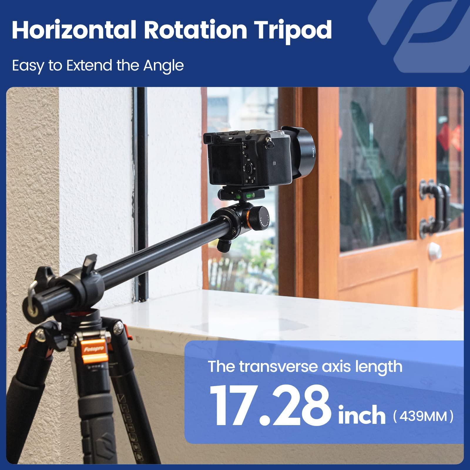 Fotopro Fotopro 68 inch Camera Tripod Horizontal 360 Tripod Portable Monopod with Ball Head 16KG Load Capacity Quick Release Plate, for Travel and Work