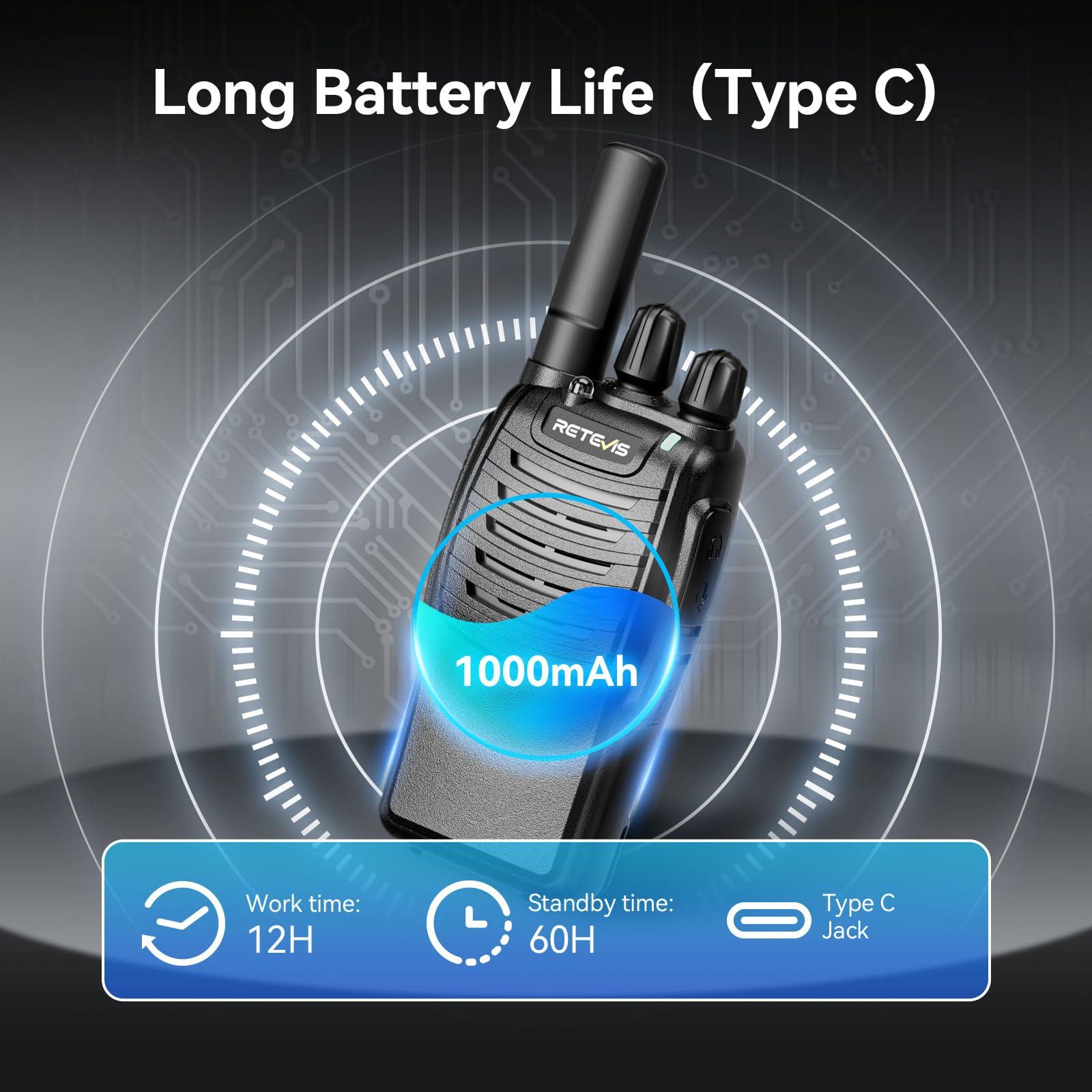 Retevis Case of 6,Retevis H-777 Walkie Talkies for Adults Long Range, Rechargeable Two-Way Radios,with 6-Way Multi Unit Charger,Flashlight Handheld Business 2 Way Radios