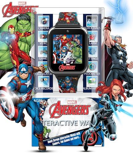 Accutime Marvel Avengers Interactive Kids Smartwatch Touchscreen Watch with Games, Camera, Voice Recorder, Step Tracker, Timer & Alarm 10 Watch Faces, USB Rechargeable Fits Wrists 5.5" to 8"