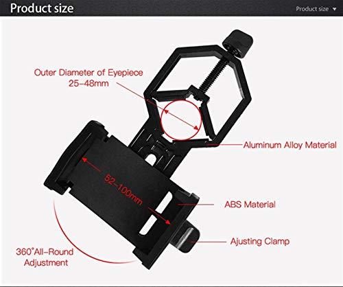 Generic Monocular Telescope, Universal Cell Phone Adapter Clip Mount Binocular Monocular Spotting Scope Telescope Phone Support Eyepiece D: 25-48mm