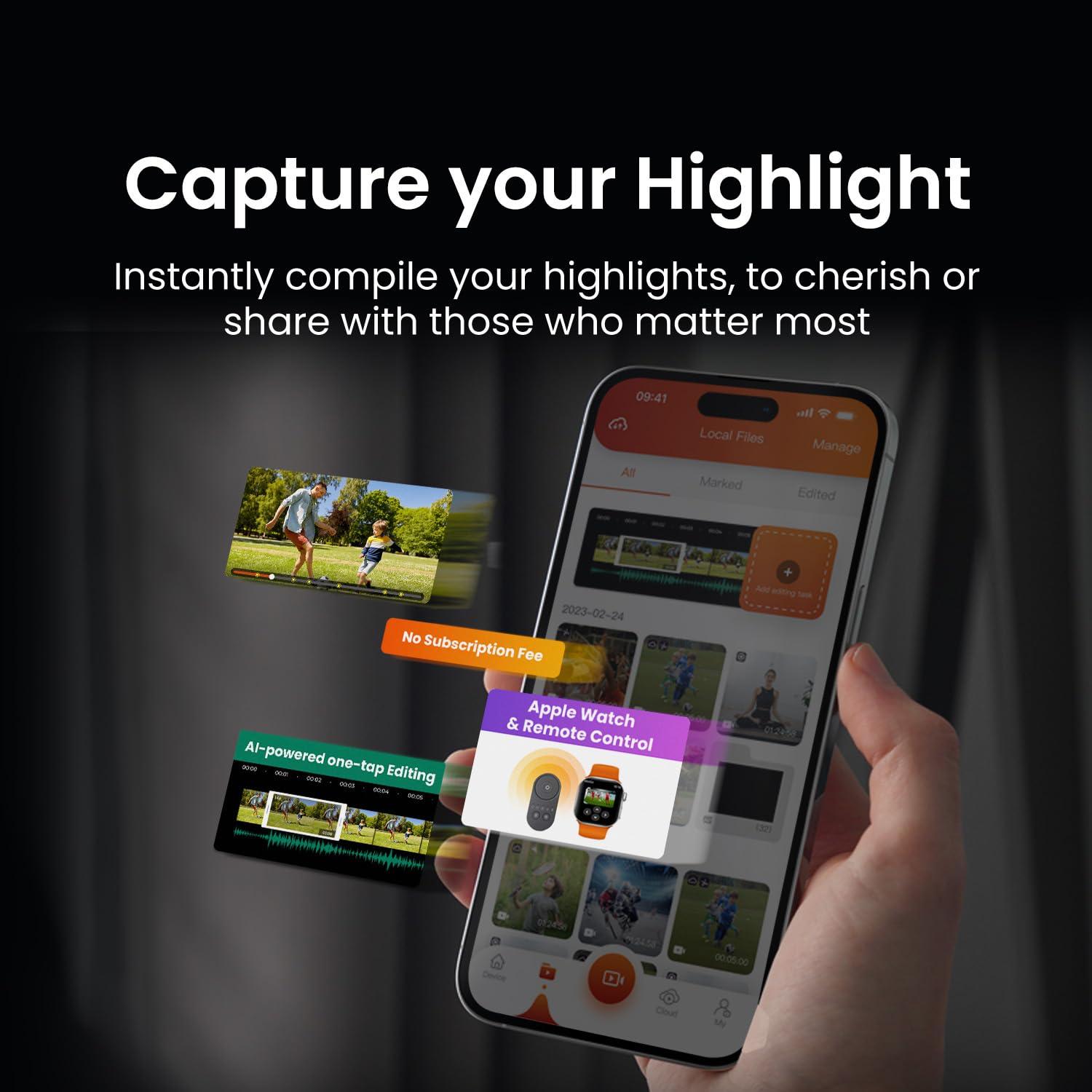 XbotGo XbotGo Chameleon Professional Sports Kit - AI-Powered Action Camera with Gimbal Tracking System, Team & Player Tracking, COMS 4K Video, 360 Rotation, 120 FOV, Live Streaming(Lava Graphite)