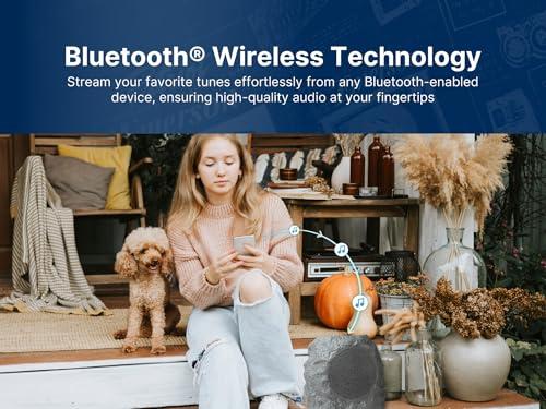 Emerson Emerson ERS-1001 Bluetooth Waterproof Outdoor Rock Speaker with Solar Charging, Built-in Rechargeable Battery, and Rugged Design Ideal for Outdoor Music, Parties, and Backyard Entertainment