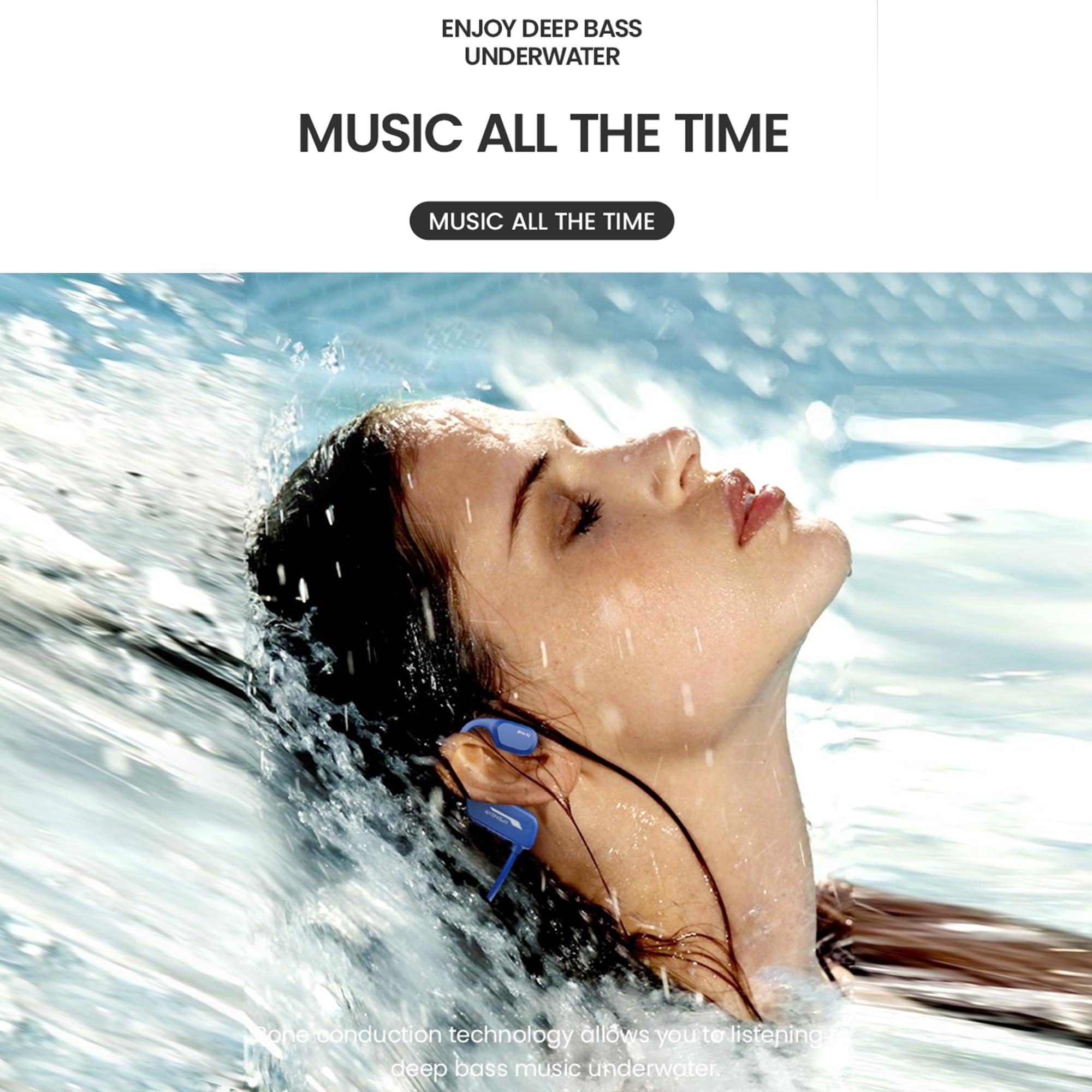 XIMAND XIMAND Bone Conduction Headphones IP68 Swimming Waterproof Dustproof Sweatproof MP3 Player Headset Underwater Music Player 8GB 1000 Songs, Open-Ear Wireless Earphones Bluetooth 5.3 with Mic - Black