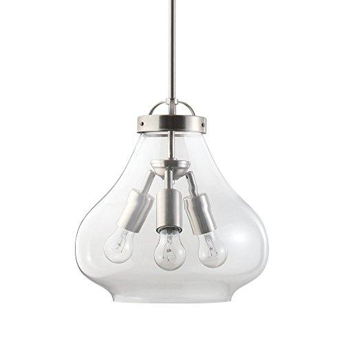 Globe Electric Globe Electric 65113 3-Light Pendant with Clear Glass Shade, 12", Brushed Steel Finish