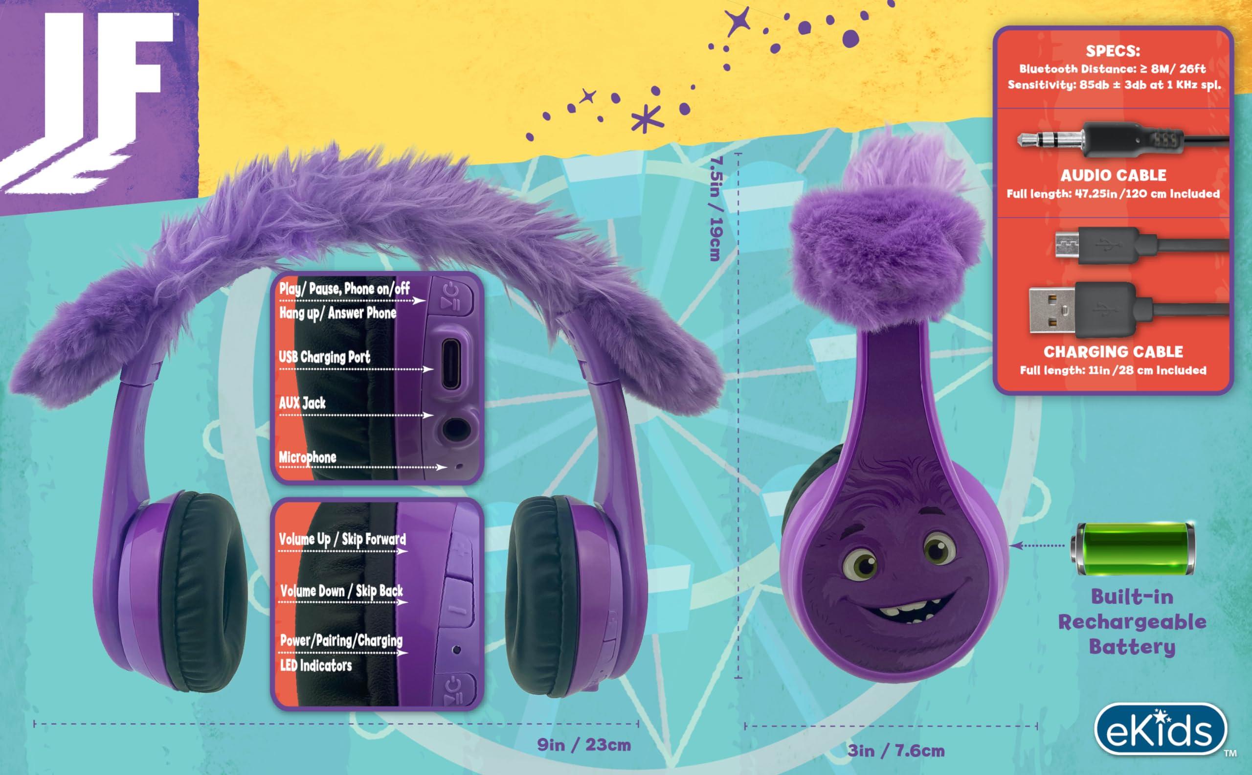 eKids eKids IF Bluetooth Headphones, Wireless Headphones with Microphone Includes Aux Cord, Volume Reduced Kids Foldable Earphones for School, Home, or Travel