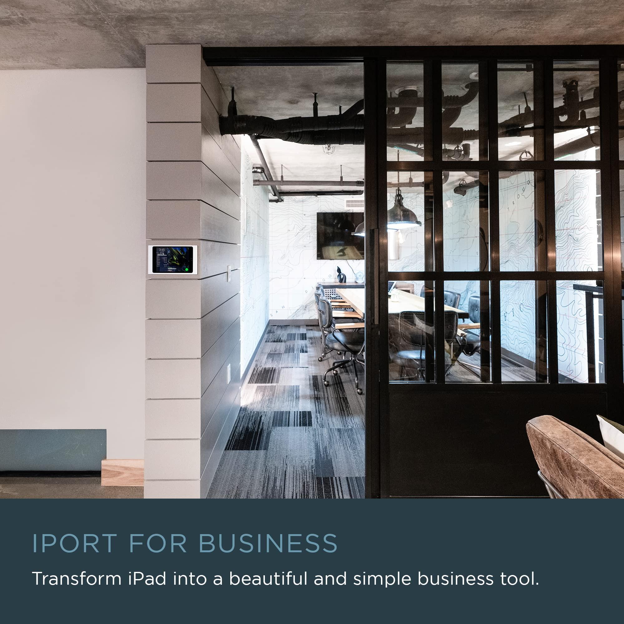 iPort iPort 70808 Surface Mount System iPad Wall Mount Slim & Secure iPad 10.2" (9th, 8th, 7th Gen) Enclosure | Built-in PoE Charging | Aluminum Flush Wall Dock for Smart Home & Commercial Use Black