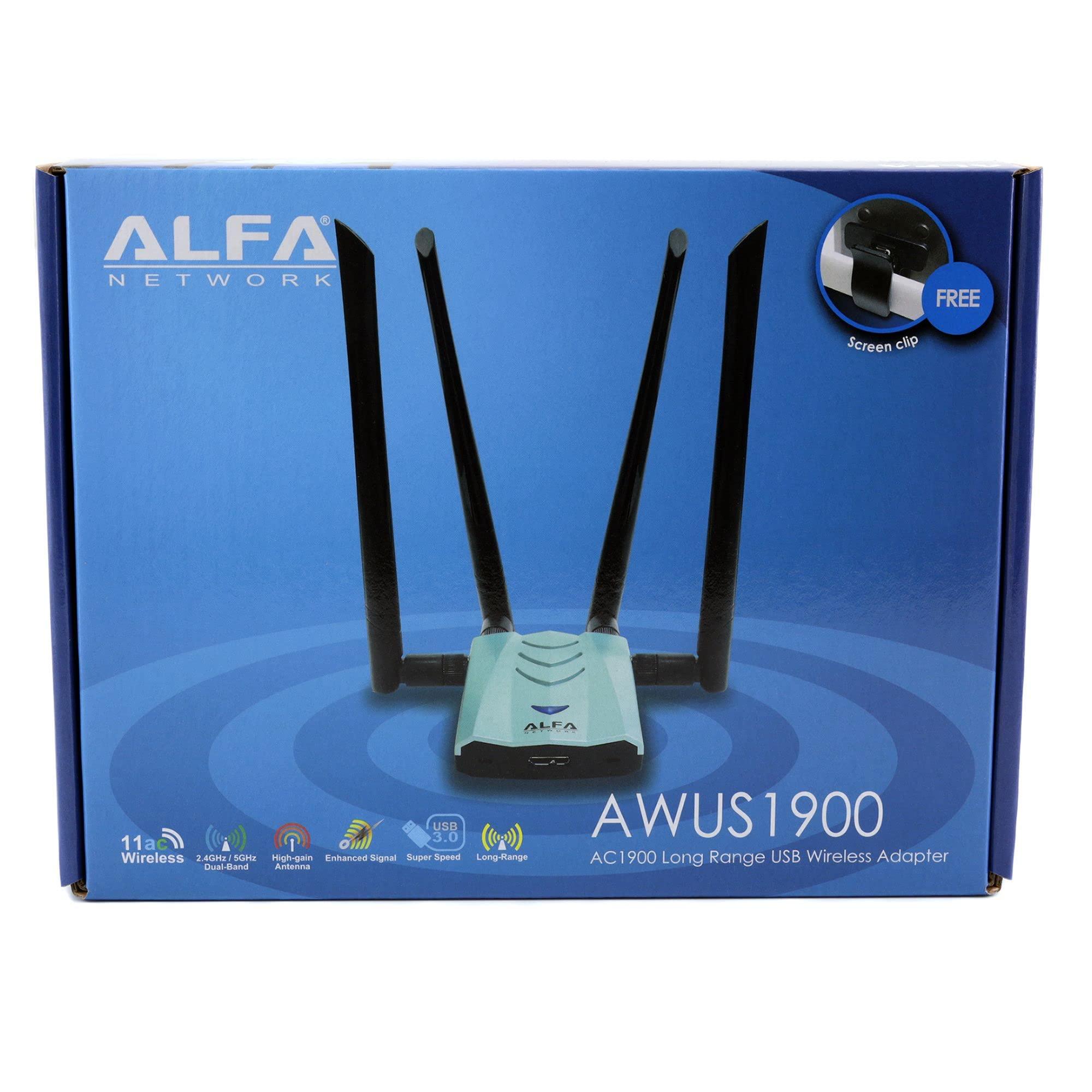 ALFA Network ALFA AC1900 WiFi Adapter - 1900 Mbps 802.11ac Long-Range Dual Band USB 3.0 Wi-Fi Network Adapter w/4x 5dBi External Dual-Band Antennas, TAA Compliant