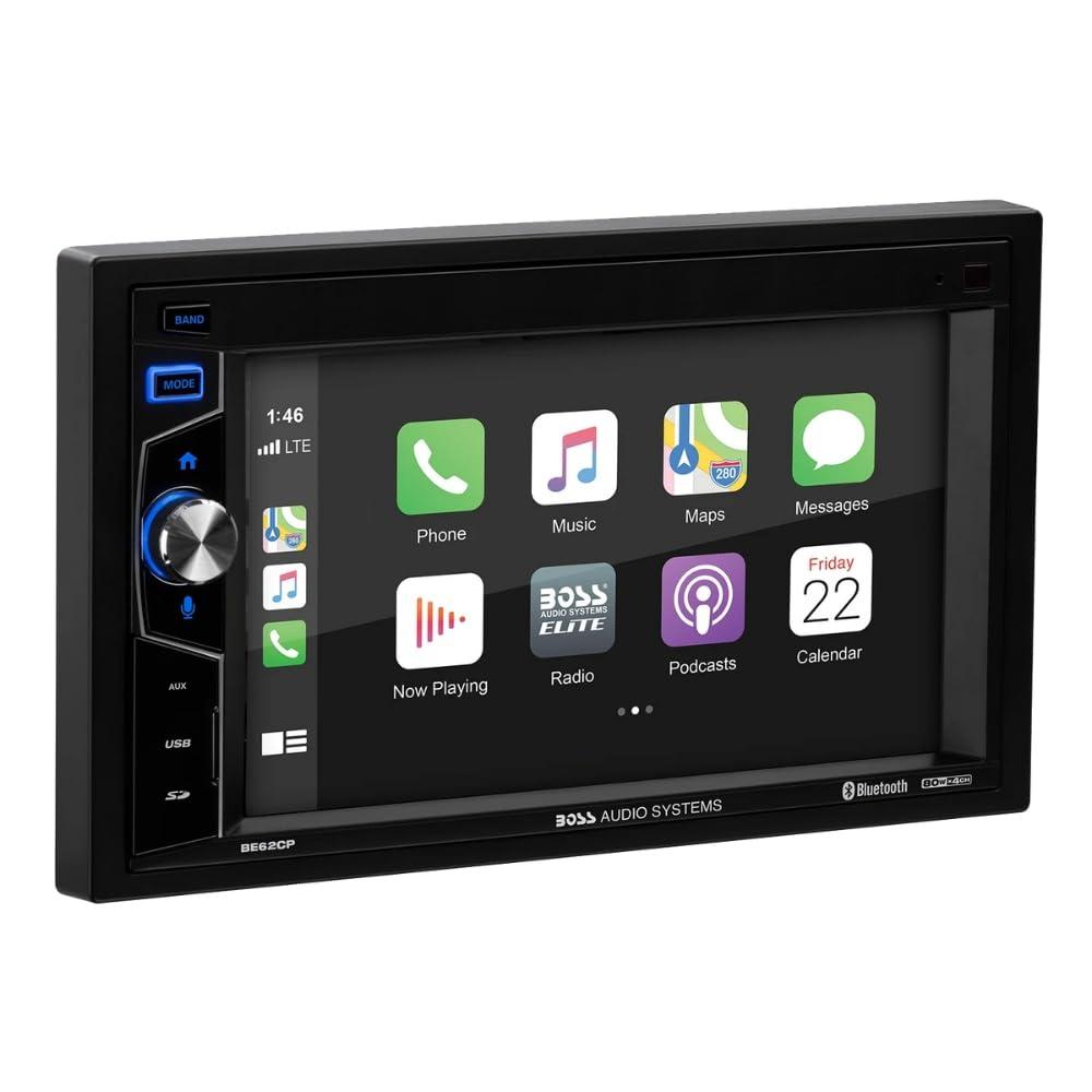 BOSS Audio Systems BOSS Audio Systems Elite Series BE62CP Apple CarPlay Car Multimedia Player - Double Din, Bluetooth Audio and Calling, 6.2 Inch LCD Touchscreen, USB, SD, Aux in, AM/FM Radio, No CD DVD Player (Renewed)