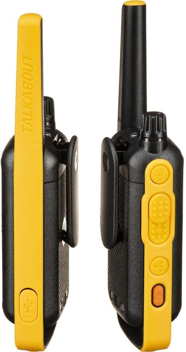 Motorola Solutions Motorola Solutions, Portable FRS, T470, Talkabout, Two-Way Radios, Emergency Preparedness, Rechargeable, 22 Channel, 35 Mile, Black W/Yellow, 12 Pack