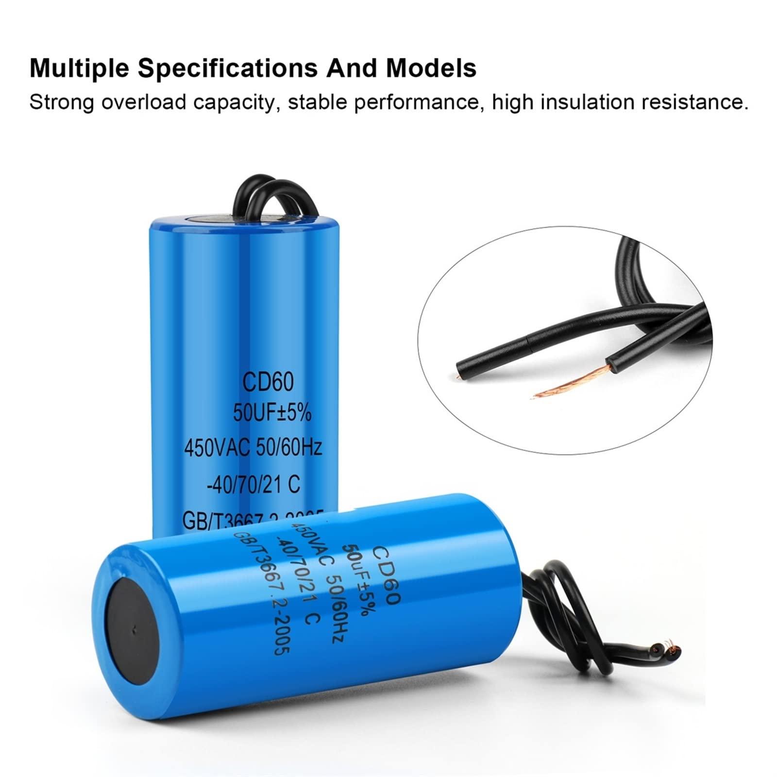 AHAFEI AHAFEI 2Pcs CD60 Starting Capacitor 450V 50 75 100 150 200 250 300 350 400UF Motor Starting Capacitor Motor Run (Size : 150UF Blue)