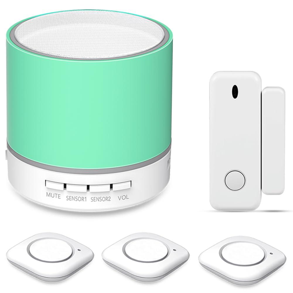 HOIDURY Door Alarms for Kids Safety, Toddler Door Alarm, Window Alarm Sensor, Female Voice Prompt,14 Melodies 3 Volume Levels Mute Mode LED Indicator, 3 Vibration Sensors+1 Magnetic Sensor+1 Receiver