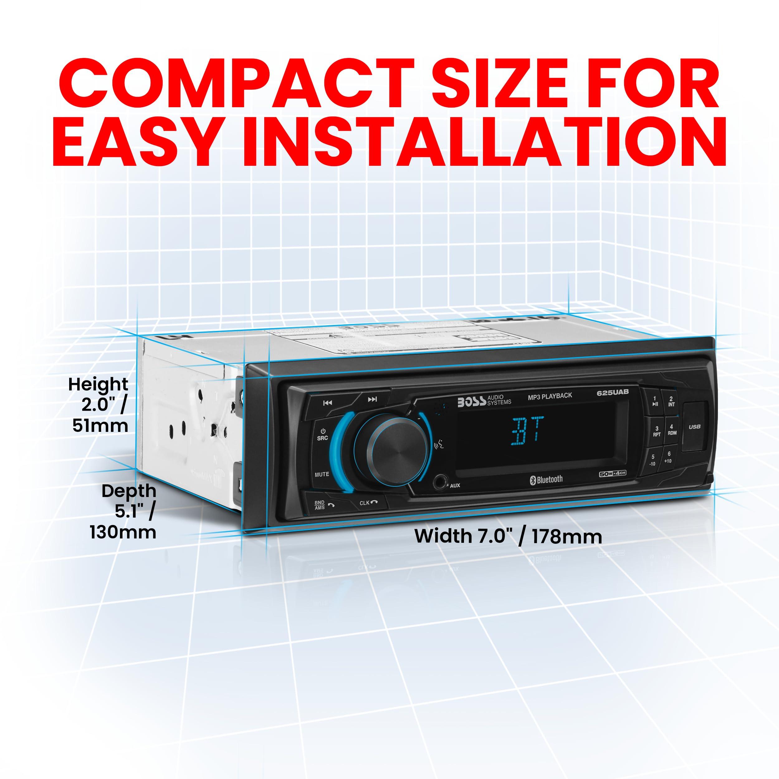 BOSS Audio Systems BOSS Audio Systems 625UAB Single DIN Car Stereo with Bluetooth - No CD DVD Player, AM/FM Radio Receiver, Aux Input, USB