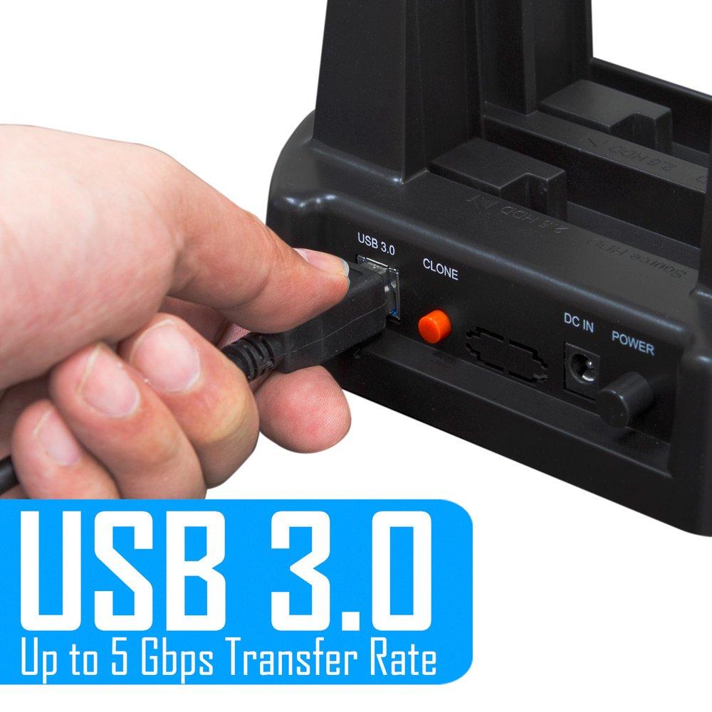 Kingwin Kingwin USB 3.0 to SATA/SSD Dual Bay Hard Drive Docking Station w/Offline Clone Function. Compatible w/ 2.5/3.5 Inch SATA HDD/SSD (SATA I/II/III). Tool-Free Design, Support 2x8TB Drives & UASP