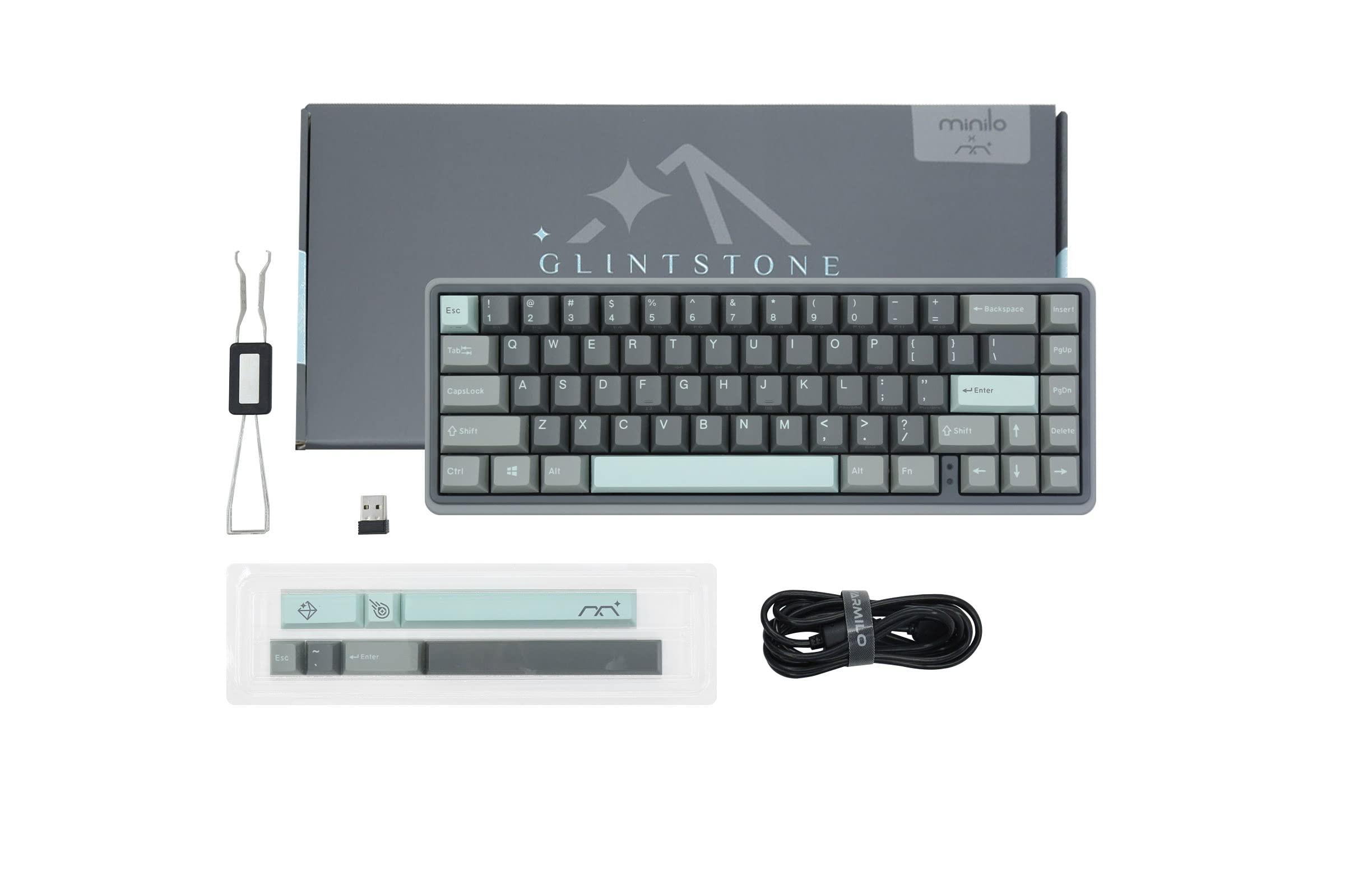 Varmilo Varmilo x MK Glintstone Minilo VXT67 65% Hotswap Triple Mode Bluetooth + Wireless 2.4 GHz RGB Mechanical Keyboard Gateron G Pro 2.0 Silver