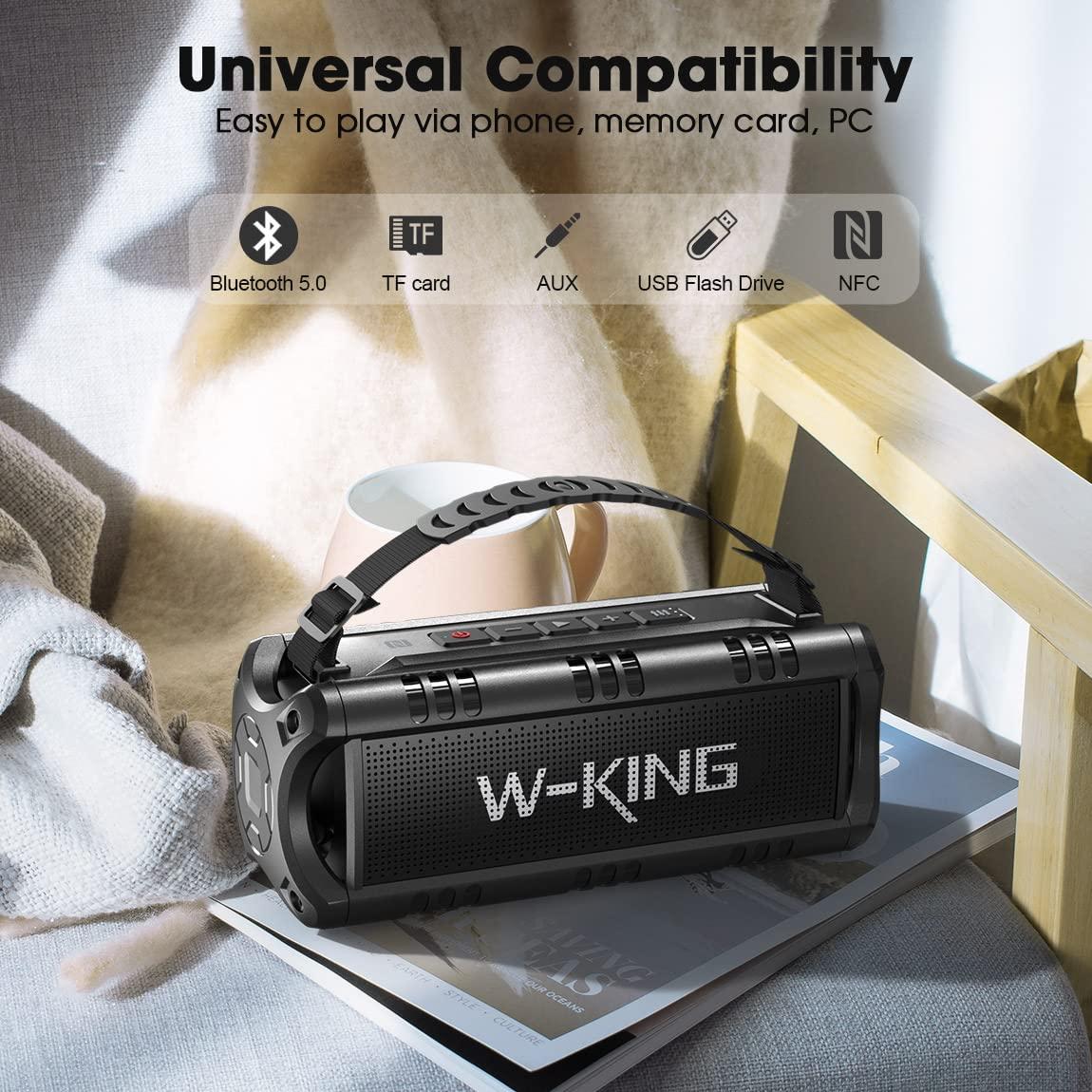 W-KING W-KING Bluetooth Speaker, 30W RMS(60W Peak) Portable Wireless Loud Speakers, IPX6 Waterproof Outdoor Speaker Boombox, 24H, EQ, AUX, TF Card, USB Playback, Powerful Speaker for Home, Party, Camping