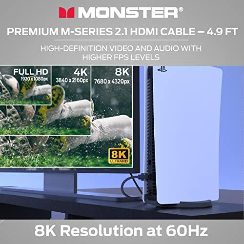 Monster Monster M-Series 3000 Certified Premium 8K High Speed - 2.1, 4K 120Hz , 48 Gbps- HDMI Cables for Apple TV, Roku, Smart TV, Laptop, Montior - 4.9 ft