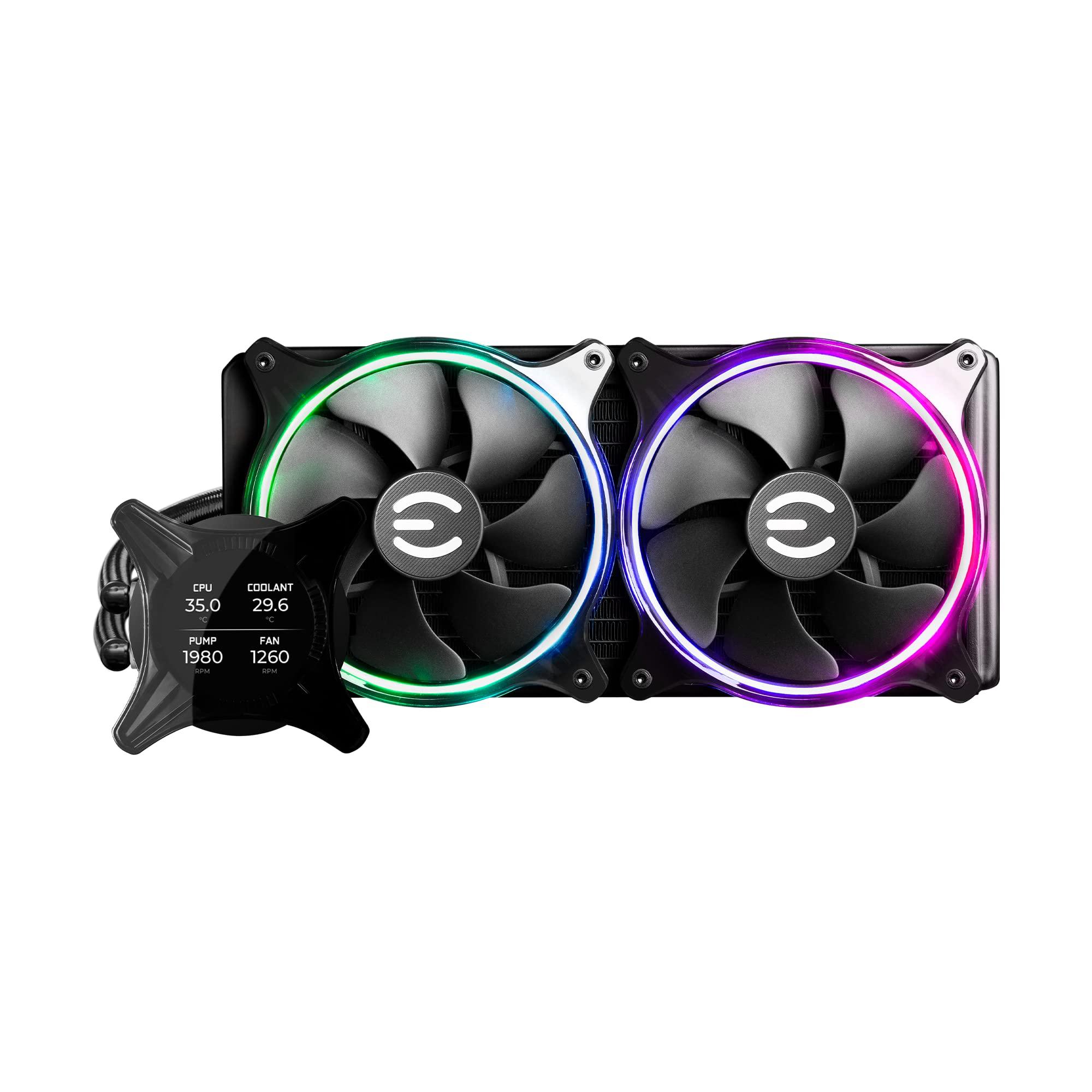 EVGA EVGA CLCx 280mm All-in-One LCD CPU Liquid Cooler, 2X 140mm PWM ARGB Fans, Intel, AMD, 5 YR Warranty, 400-HY-CX28-V1