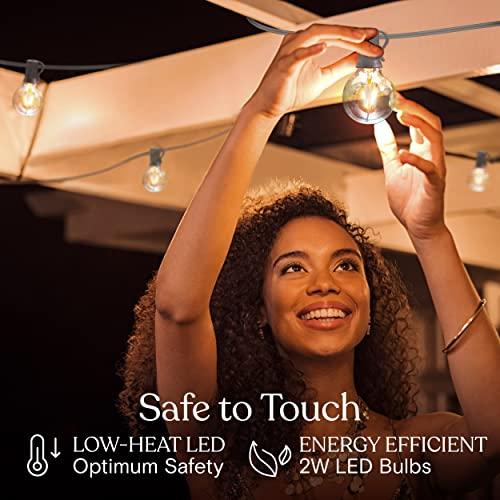 Brightech Brightech Ambience Pro LED String Lights - 26 Ft Commercial Grade Patio Lights Outdoor Waterproof - Globe Porch String Lights for Outside, Backyard - 1W Vintage Edison Bulbs, Shine Bright, White
