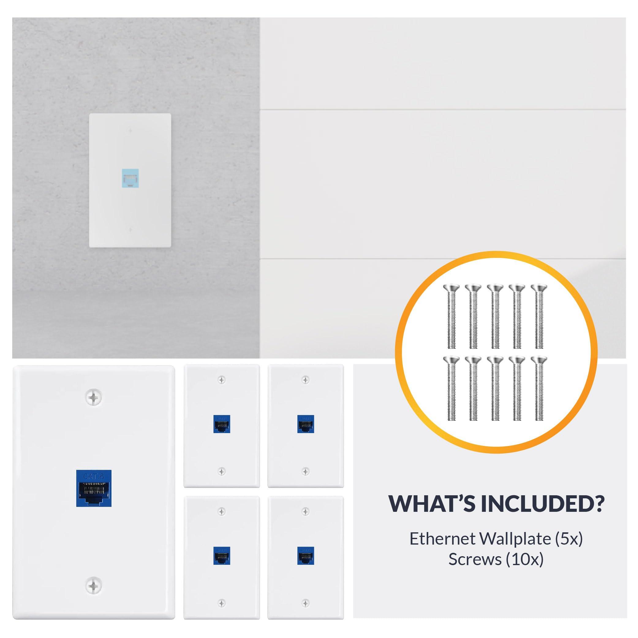 Newhouse Hardware Newhouse Hardware Ethernet Wall Plate, White, 5-Pack