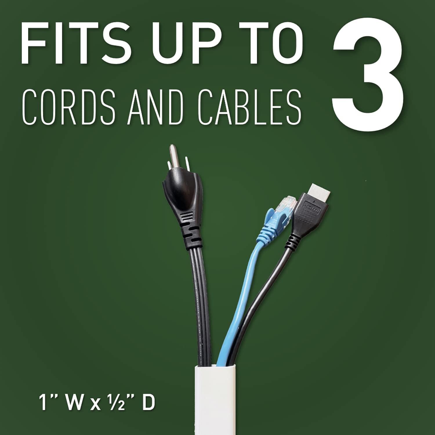 Legrand - Wiremold Legrand - Wiremold Cord Cover, White Cord Hider for Wall Mount TV, Sortable 5 Foot (60 Inches) Cord Cover Floor or Cord Cover Wall to Hide TV Cords for Wall Mount TV, C50