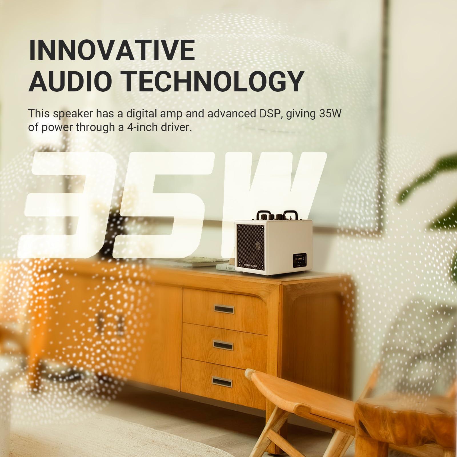 Airpulse AirPulse Wireless Bluetooth Home-use Speaker, Compact Speakers with AUX/LINE Input for Home Office - White