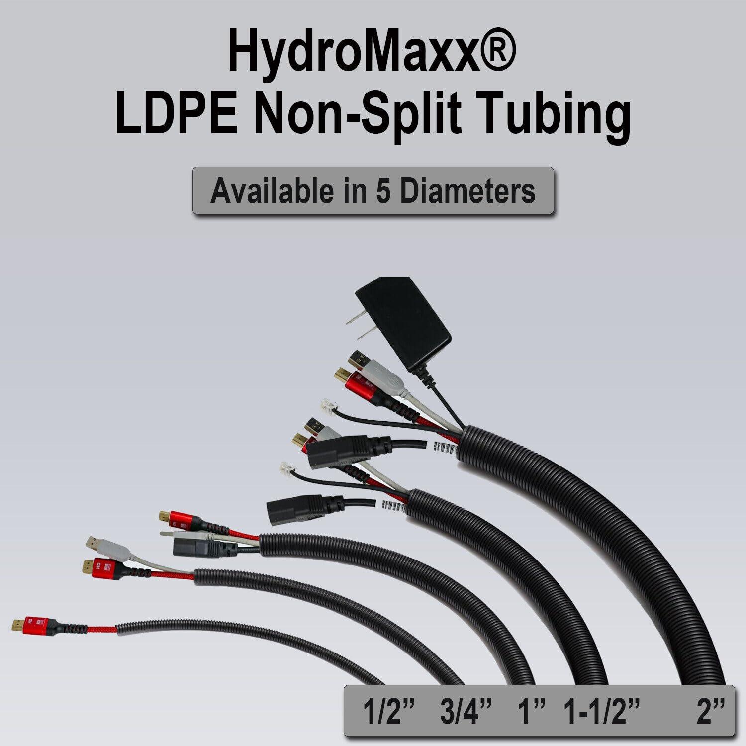 hydromaxx Flexible Polyethylene LDPE Non-Split Corrugated Wire Loom Tubing (3/4" Dia. x 100 ft, Yellow)