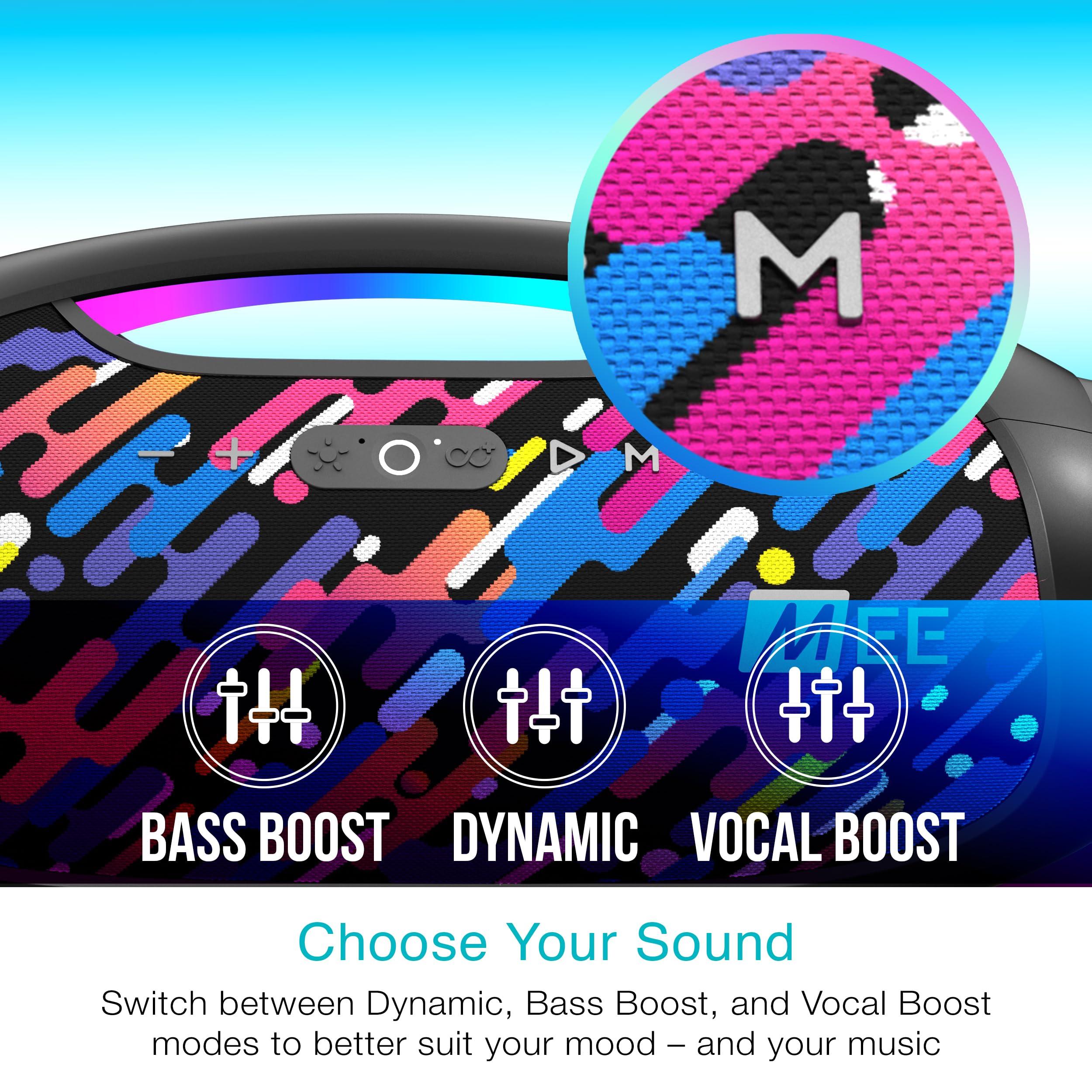 MEE audio MEE audio PartySPKR Bluetooth Wireless Speaker, Powerful 60W RMS Stereo Sound, 2 Subwoofers, Dynamic LED Lighting, Party Mode for Connecting 100+; Portable Speaker for Indoor & Outdoor Use, Colorful