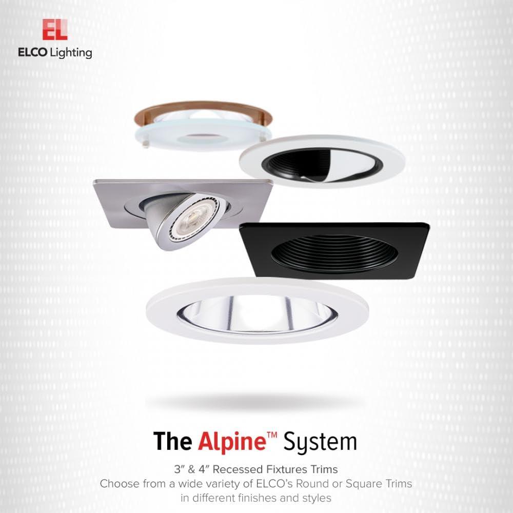 Elco Lighting ELCO Lighting 4\" Low Voltage Adjustable Step Baffle Trim - MR16 LED Bulb Compatible Recessed Lighting Trim, Ceiling Light Fixture, Modern Downlight, Adjustable Light Housing, Home Lighting - All White