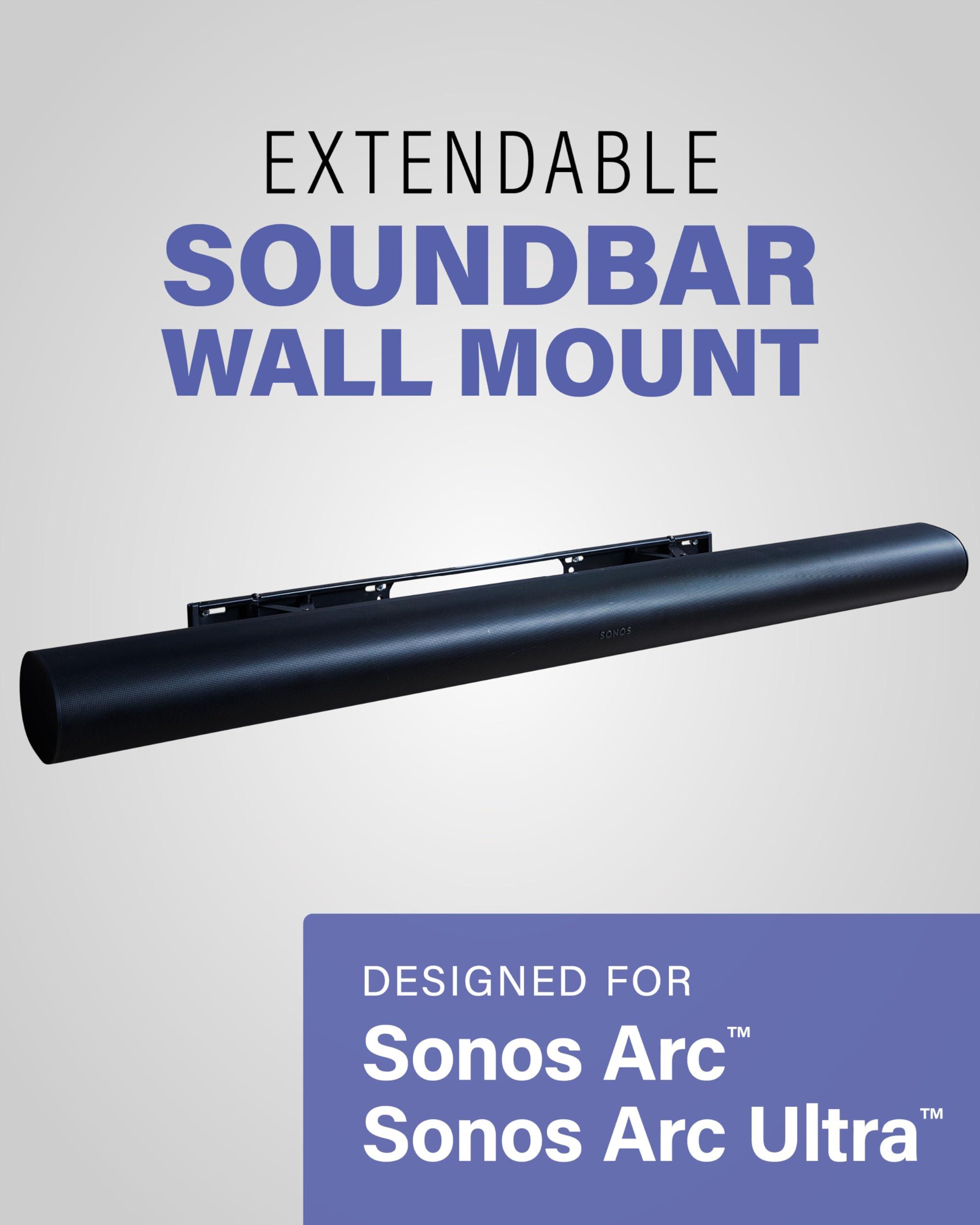 Sanus SANUS Extendable Soundbar Wall Mount for Sonos Arc & Sonos Arc Ultra Soundbar 5 Depth Adjustment Optimized for Dolby Atmos - Black Speaker Mount