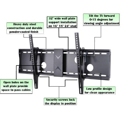 VideoSecu VideoSecu Tilt TV Wall Mount Bracket for Most 37 to 75-Inch LCD LED Plasma Screen Display up to VESA 400X400 684X300 600x400mm with HDMI Cable, Bubble Level MP502B 3KR