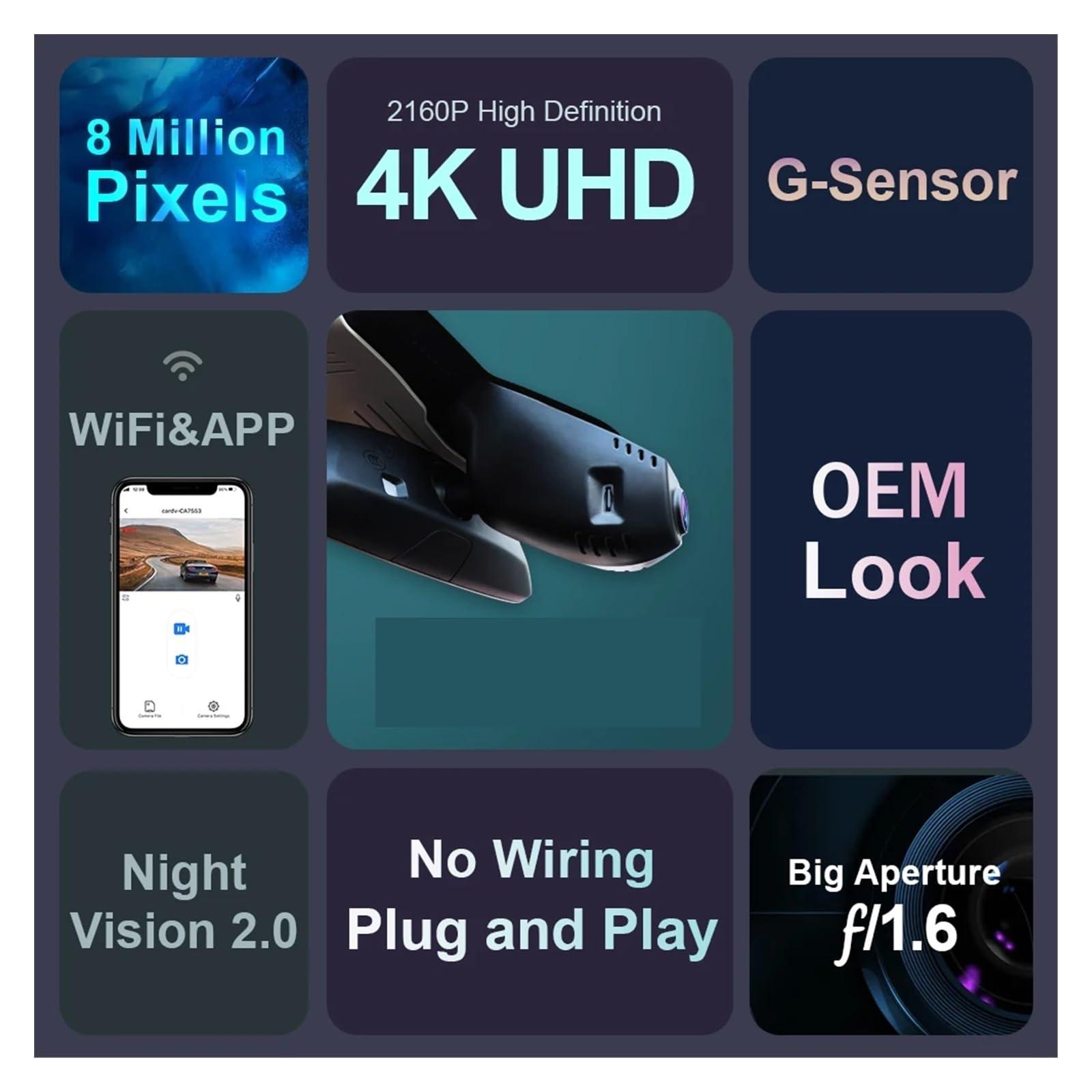 ImstAm Fitcamx Dash Cam 4K,WiFi Camera Video Recorder Dashcam Accessories,Car DVR Compatible with BMW X3 M iX3 G01 2023 2022 2021 2020 2019 2018 (Color : HD2-9208, Size : 2K Dual Cam 64GB)