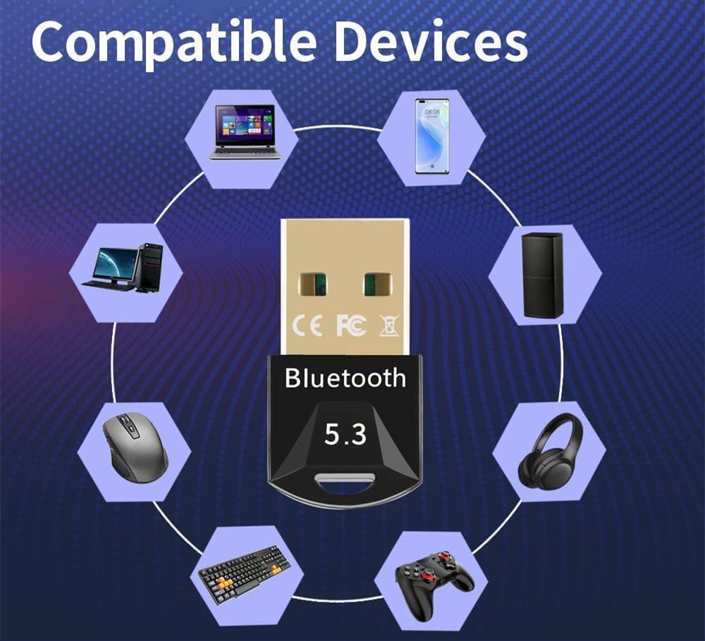 LIWEARE Bluetooth Adapter 5.3, Bluetooth Stick for Windows 11/10/8,1/7, USB EDR Bluetooth Dongle for PC, Laptop, Desktop