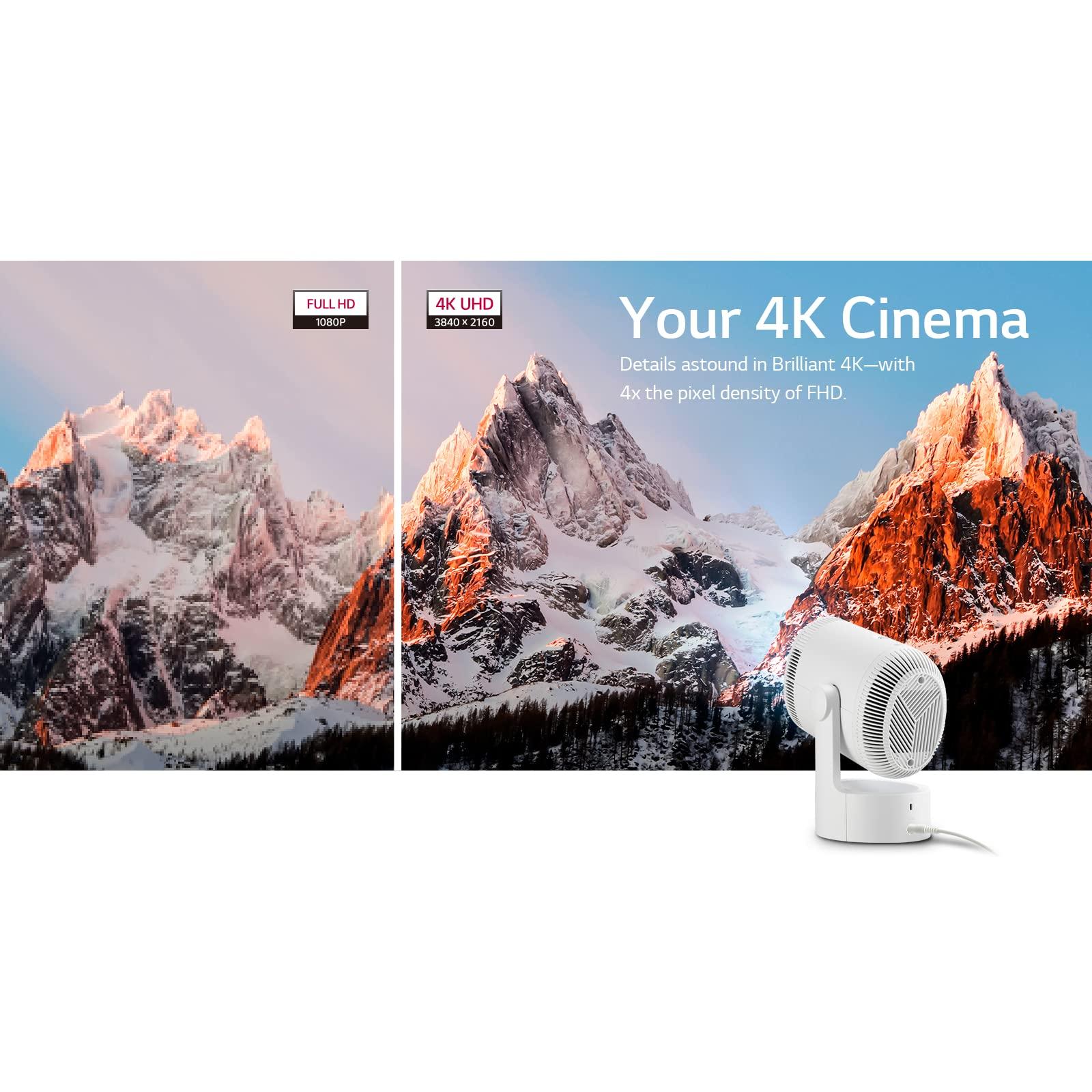 LG LG CineBeam Home Cinema PU700R 4K UHD Smart Projector, HDR10, 1000 Lumens, Auto Screen Adjustment with 90 Degree rotation, Airplay 2 support, Bluetooth Dual sound out, Mood lighting