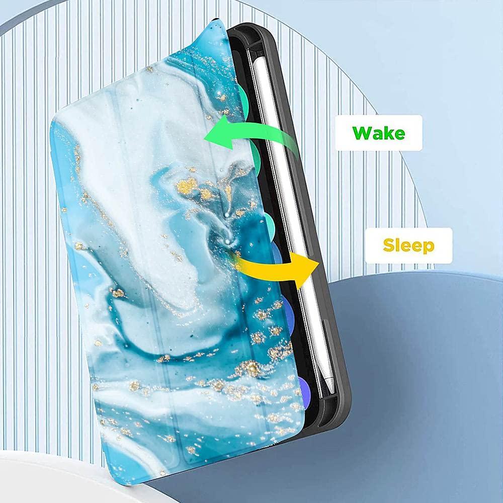 ZERODAMAGE SAHARA CASE Sahara - Folio Case for iPad Mini (A17 Pro) and iPad Mini (6th Generation 2021), Blue Marble, (TB00051)