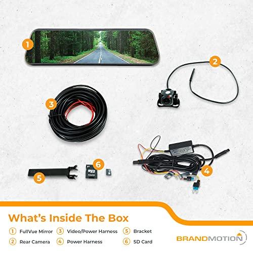 Brandmotion Brandmotion FullVUE Mirror and Camera System FVMR-1100 | Front Dash Cam and Rear View Camera Always On | Recording | Touch Screen Mirror | Lux Night Vision | G-Shock Sensor | Reverse Backup